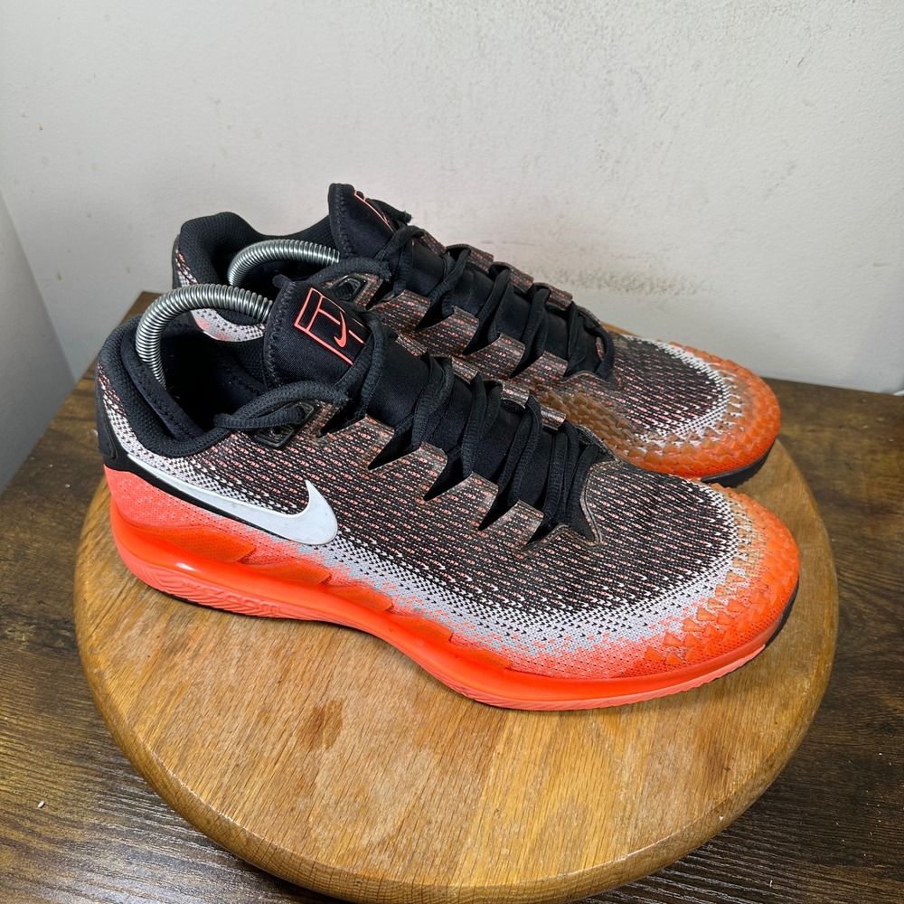 NikeCourt Air Zoom Vapor X Knit Black Solar Red Tennis Shoes AR0496-002 Mens 11